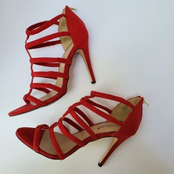 Faux Suede "Cammie" Ladder Cage Strap Heel Bootie  - Size 6.5 - EUC! - Picture 12 of 12